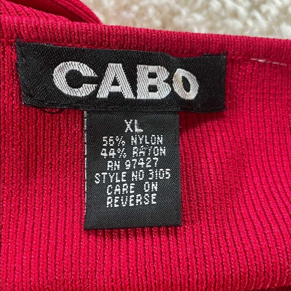 Cabo Red Embellished Sweater XL Keyhole Neck Long Sleeve Knit Womens Top - Picture 6 of 6
